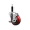Service Caster 3.5'' Red Poly Swivel 3/4'' Expanding Stem Caster with Brake SCC-EX20S3514-PPUB-RED-TLB-34 - alternate 1